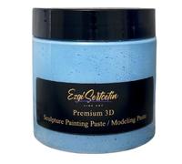 Ezgi Sertcetin 3D Sculpture Painting Paste|Texture Paste|Decorative Plaster|Ready to Use|Unique Colors|Ideal for Artwork|Stencil|Flowers|Texture|Art Relief| 6 oz (Metallic Light Blue)