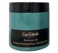 Ezgi Sertcetin 3D Sculpture Painting Paste|Texture Paste|Decorative Plaster|Ready to Use|Unique Colors|Ideal for Artwork|Stencil|Flowers|Texture|Art Relief| 6 oz (Metallic Teal)