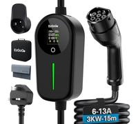 EzGoGo EV Charger 3 Pin Plug 49.21Ft/15M 3kW 6-13A Type 2 Charging Cable | IP65 Waterproof Car Charging Cable, 1-12h Delayed Charging, Plug & Play, Electric Car Charger for All EVs & PHEVs.