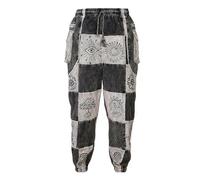 Ezhippie Mens Gothic Patchwork Cargo Trouser Stonewashed Bohemian Cotton Festival Hippy Pants, 1, L/XL