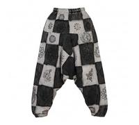 Ezhippie Mens Hippy Patchwork Trouser Lightweight Cotton Boho Festival Summer Harem Pants (M,Black)