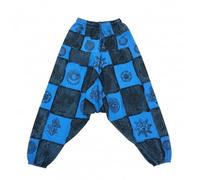 Ezhippie Mens Hippy Patchwork Trouser Lightweight Cotton Boho Festival Summer Harem Pants (M,Blue)