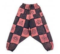 Ezhippie Mens Hippy Patchwork Trouser Lightweight Cotton Boho Festival Summer Harem Pants (M,Brown)