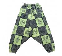 Ezhippie Mens Hippy Patchwork Trouser Lightweight Cotton Boho Festival Summer Harem Pants XL Green