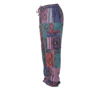 Ezhippie Patchwork Elastic Waist Unisex Hippie Trousers, Handcrafted Summer Festival Cargo Pants