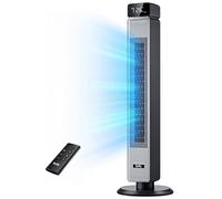 Ezify Tower Fan with Remote, 7.3 m/s Powerful Airflow & 30 dB Quiet Mode, 90° Oscillation, 6 Speeds, 12H Timer, Quiet Cooling Tower Fan for Bedroom, Home Office