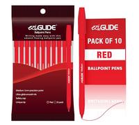 Eziglide 10-Pack Ballpoint Pen Set, Red - Smooth Writing Action-Medium Point 1.0mm, Multipack - Ideal Pens for School, Home or Work Stationery Supplies