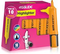 Eziglide 10-Pack Orange Highlighter Set - Chisel Tip Markers (1-4.5mm)