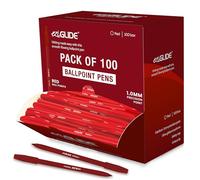 Eziglide 100-Pack Ballpoint Pen Set, Red - Medium Point Nib (1.0mm) for Smooth Writing & Easy Grip - Quick-Dry Ink, Ideal for Home, Office, School, Exams, Work, & Everyday Writing Needs