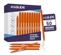 Eziglide 50-Pack Ballpoint Orange Pens Set, Smooth & Effortless Writing