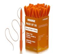 Eziglide 50-Pack Ballpoint Pens, Orange - Smooth Writing Action-Medium Point Nib (1.0mm), Multipack Ball Point Pen Ideal for School, Work, Home stationary
