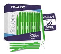 Eziglide 50-Pack Green Ballpoint Pens Set, Easy Grip, Medium Point (1.0mm)