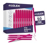 Eziglide 50-Pack Pink Ballpoint Pens Set, (1.0mm) Medium Point, Fine Pens | Smooth Writing & Unique Tip - Ergonomic Grip, Long-Lasting Ink, Perfect for Home, School, Teachers, Work & Daily Handwriting