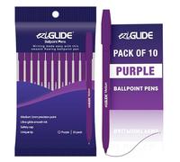 Eziglide Ballpoint Purple Pens, Medium Point Nib (1.0mm), 10-Pack | Effortless Writing & Comfortable Grip, Ball Point Pens Ideal for School, Exams, Home or Work Stationery Supplies