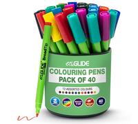 Eziglide Colouring Pens, Broad Felt Tips, Assorted Pack of 40 Colouring Pens, Fibre Nib, Bright colours for paper, card, Adult colouring books, Art & Crafts, School, Work & Home Stationery Supplies