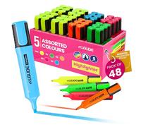 Eziglide Highlighter Pens 48-Pack, 5 Assorted Colours - Chisel Tip Markers