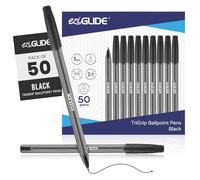 Eziglide TriGrip Ballpoint Pens Black Ink 50-Pack, Black Ballpoint Pens Multipack, Medium Point (1.0mm) for Smooth Handwriting & Consistent Flow Triangular Barrel Black Pens for School, Home & Office
