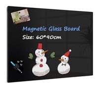 Ezigoo Glass Blackboard 90x60cm Tempered Glass Magnetic Board for Wall, A1 Black Board for Wall, Kitchen, Office