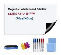 Ezigoo Magnetic Whiteboard Paper, 40 * 70cm Magnetic White Boards for Walls, Self Adhesive White Board with 6 Markers, 1 Eraser, and 6 Magnets for Wall, Fridge, Weekly Meal Planner, Office and School