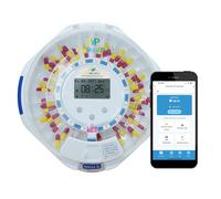 EziMedPil Smart WiFi Pill Dispenser w/Sound&Light Alerts,up to 9 Alarms/Daily,Easy Setup on WiFi Monitoring SmartLife App,28-Day Medication Organizer w/Lock Key for Prescriptions & Vitamins,Clear Lid