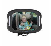 Ezimoov - Rear seat baby car mirror - Remote control LED light - Rear view mirror to see your child safely - recycled packaging - rPET material - wide, clear view even at night