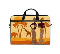 EZIOLY African Women Tropical Giraffe Elephant Laptop Shoulder Messenger Bag Case Sleeve for 13 Inch to 14 inch Laptop