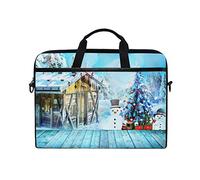 EZIOLY Blue Christmas Log Cabin Snow Laptop Shoulder Messenger Bag Case Sleeve for 13 Inch to 14 inch Laptop