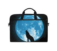 EZIOLY Blue Moonlight Howling Wolf Laptop Shoulder Messenger Bag Case Sleeve for 13 Inch to 14 inch Laptop