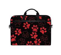 EZIOLY Cat Dog Black Red Paws Footprints Laptop Shoulder Messenger Bag Case Sleeve for 13 Inch to 14 inch Laptop