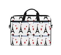 EZIOLY Dogs With Tour Paris Eiffel Tower Laptop Shoulder Messenger Bag Case Sleeve for 13 Inch to 14 inch Laptop