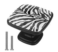 EZIOLY Drawer Knob Pull Handle Zebra Print Background Cabinet Drawer Pulls Cupboard Knobs with Screws for Home Office Cabinet 4 Pack