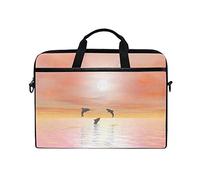 EZIOLY Happy Dolphins Laptop Shoulder Messenger Bag Case Sleeve for 13 Inch to 14 inch Laptop