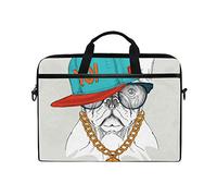 EZIOLY Hipster Dog Bulldog Portrait In Hip-Hop Hat Laptop Shoulder Messenger Bag Case Sleeve for 13 Inch to 14 inch Laptop