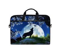 EZIOLY Howling Wolf At Full Moon Laptop Shoulder Messenger Bag Case Sleeve for 13 Inch to 14 inch Laptop