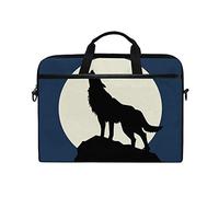 EZIOLY Howling Wolf Full Moon Laptop Shoulder Messenger Bag Case Sleeve for 13 Inch to 14 inch Laptop