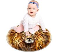 EZIOLY King-Lion-Aslan Round Area Rugs Circle Rugs for Kids Bedroom Baby Room Small Shag Play Room Carpets Nursery Rugs, 60x60 cm