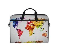 EZIOLY Low Poly Colorful World Map Laptop Shoulder Messenger Bag Case Sleeve for 13 Inch to 14 inch Laptop