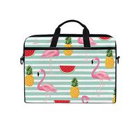 EZIOLY Pink Flamingo Pineapple Watermelon Laptop Shoulder Messenger Bag Case Sleeve for 13 Inch to 14 inch Laptop