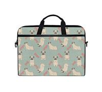 EZIOLY Pugs Meditation Yoga Laptop Shoulder Messenger Bag Case Sleeve for 13 Inch to 14 inch Laptop