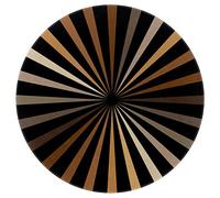 EZIOLY Round Area Rug Black Brown Ripple Line Pattern Non Slip Rug Soft Floor Carpet Doormat 4Ft for Children Playroom Study Room Bedroom Living Room Home Decor