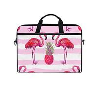 EZIOLY Summer Tropical Flamingo Pineapple Pink Laptop Shoulder Messenger Bag Case Sleeve for 13 Inch to 14 inch Laptop