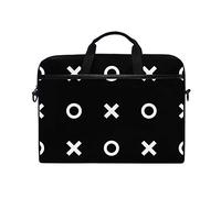 EZIOLY Tile X O Noughts And Crosses Black White Laptop Shoulder Messenger Bag Case Sleeve for 13 Inch to 14 inch Laptop