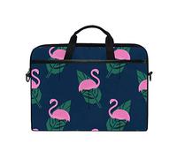 EZIOLY Tropical Pink Flamingos And Green Palm Leaves Laptop Shoulder Messenger Bag Case Sleeve for 13 Inch to 14 inch Laptop