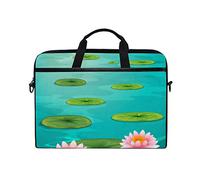 EZIOLY Two Lotus Flowers And Leaves On Water Laptop Shoulder Messenger Bag Case Sleeve for 13 Inch to 14 inch Laptop
