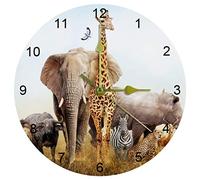 EZIOLY Wild Animals Wall Clock, 10 Inch Silent Non Ticking Quartz Battery Operated Round Wall Clocks for Home/Office/School Clock