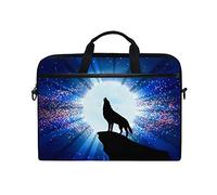 EZIOLY Wolf Howling At The Moon Laptop Shoulder Messenger Bag Case Sleeve for 13 Inch to 14 inch Laptop