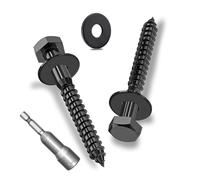 Ezitruz 15Pcs M6x60mm Coach Screws, Heavy Duty Lag Bolts, Hex Head Wood Screws 60mm, 304 Stainless Steel with Black Zinc Plating, Kit with Washers and Hex Socket Drill Bit