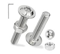 Ezitruz 60 Sets Bolt M5x10 mm Flanged Button Head Socket Cap Screws 304 Stainless Steel Nuts and Bolts ISO 7380-2 Pan Head Allen Screw with Nuts and Flange Full Thread for Wood Furniture Assembly
