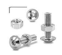 Ezitruz 60 Sets Bolt M5x8 mm Flanged Button Head Socket Cap Screws 304 Stainless Steel Nuts and Bolts ISO 7380-2 Pan Head Allen Screw with Nuts and Flange Full Thread for Wood Furniture Assembly