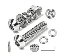 Ezitruz Button Head Bolts and Nuts Set M6x18 mm, 20 Sets Hex Socket Bolts 304 Stainless Steel Allen Screws Fully Threaded Screw with Nuts and Washers for Home Furniture Bike Machinery